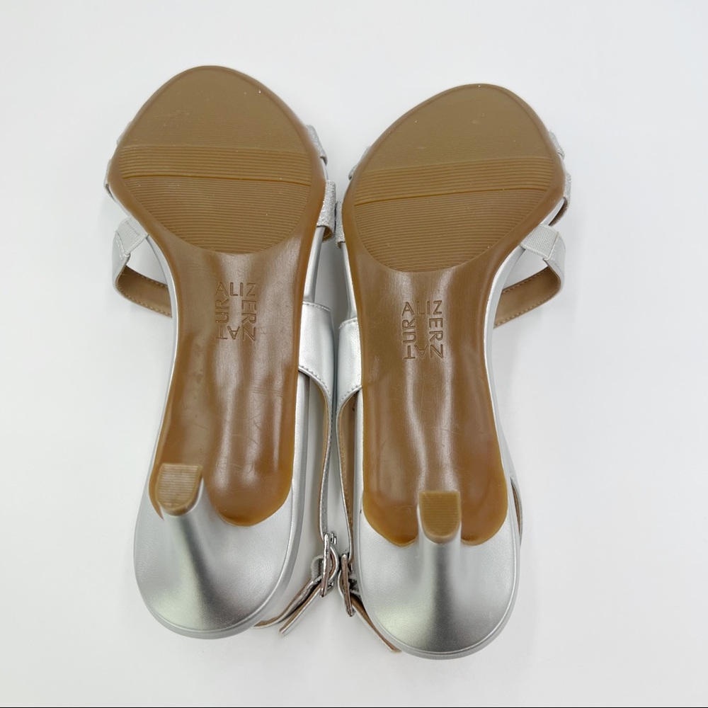 Naturalizer Women's Silver Metallic Glitter Taimi Strappy Dress Sandal Heels 8.5 - Picture 9 of 14